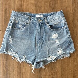 Forever 21 Light Blue Distressed Jean Shorts